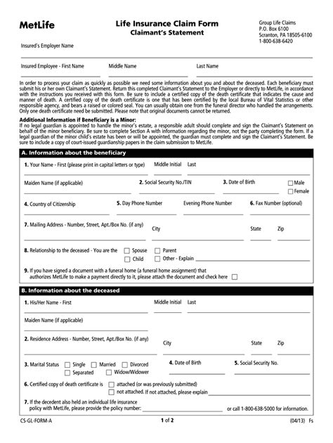 Fillable Online Life Claim Form Creativa Associates Fax Email Print