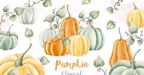 Watercolor Pumpkin Clipart, Graphics - Envato Elements