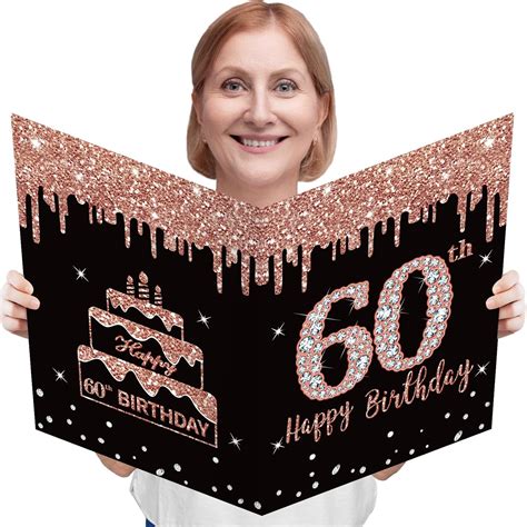 Kuxriox Large 60th Birthday Card With Envelope Extra Big Guest Book