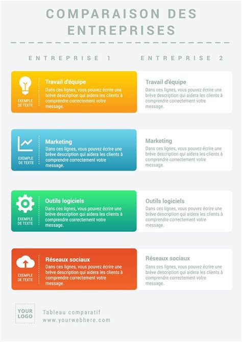 Modèles de tableaux comparatifs gratuits à personnaliser