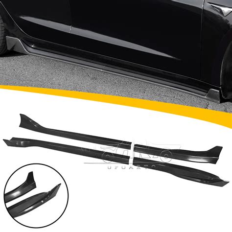 Abs Plastic Carbon Fiber Aero Style Side Skirt For Tesla Model Model