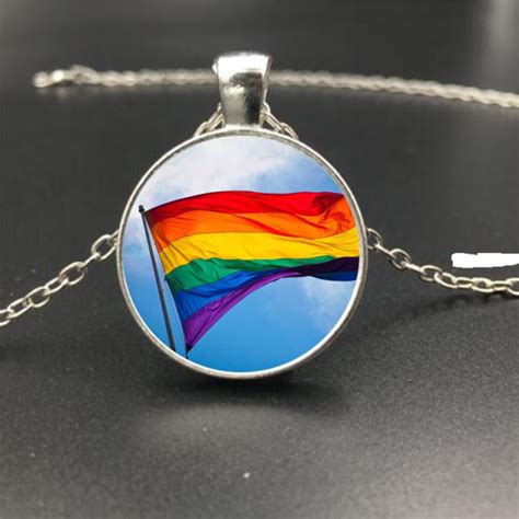 GAY FLAG LGBT PRIDE RAINBOW Pendant 20 Sterling Silver 925 Necklace