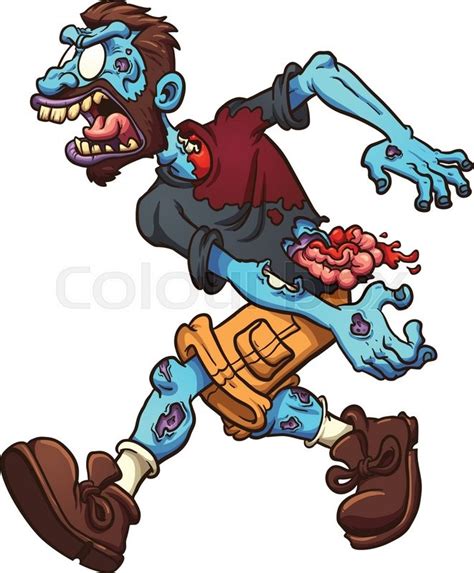 Angry Cartoon Zombie Vector Clip Art Illustration With Simple Gradients All In A Single Layer