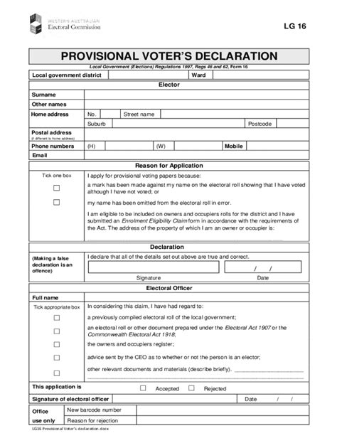 Fillable Online Provisional Voters Declaration Fax Email Print Pdffiller