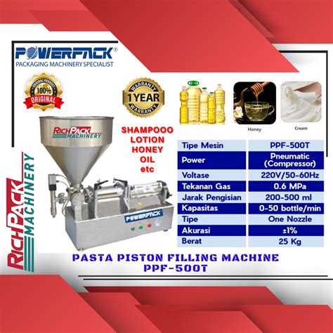 Jual Powerpack PPF 500T Paste Piston Filler Mesin Pengisi Cairan Pasta