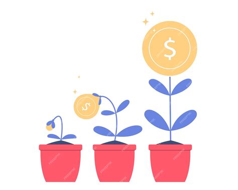 Premium Vector Money Coin Trees In Flower Pots Growing Money Saving