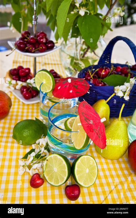 lemonade and fruit Stock Photo - Alamy