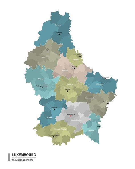 Mapa Detalhado Do Luxemburgo Subdivisões Mapa Administrativo Do