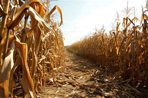 Dry Corn Because Of The Drought Withered Corn Stock Illustration