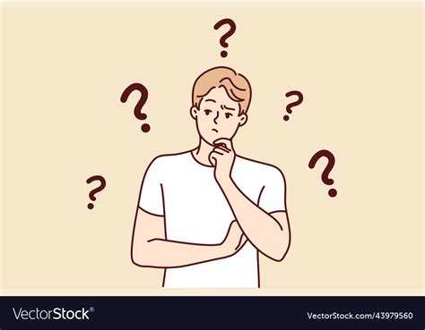 Confused Man Thinking Of Problem Solution Vector Image