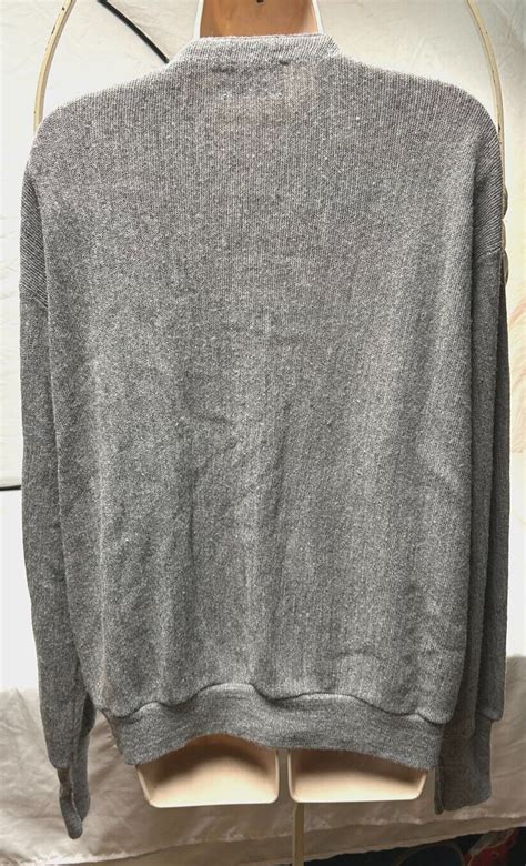 Vintage The Fox Button Sweater Jcpenney Mens Xl Gray Gem