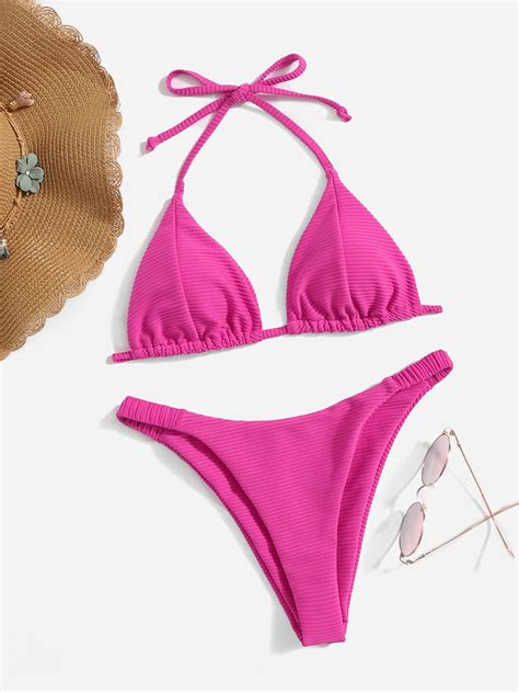 Costume Da Bagno Bikini A Triangolo Con Scollo All Americana Con Nodo