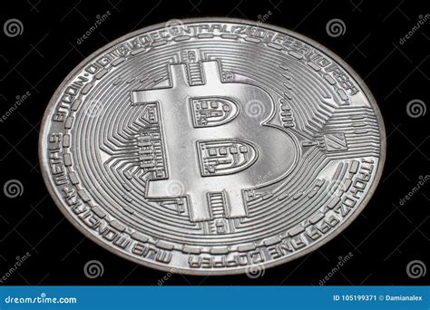 Silver bitcoin physical stock image. Image of value - 105199371