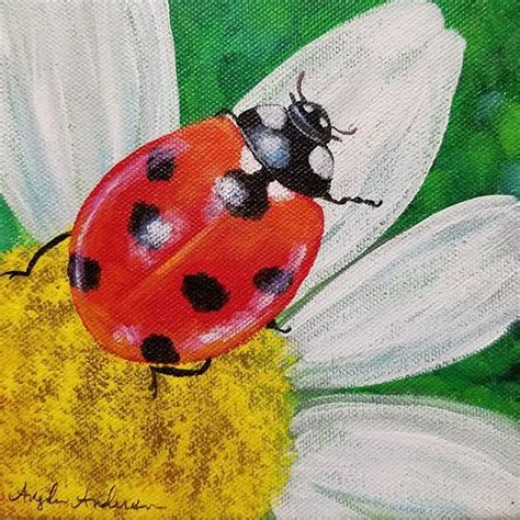 Ladybug Acrylic Painting Tutorial By Angela Anderson On Youtube