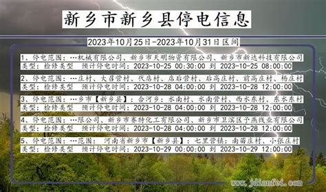 新乡停电查询2023年10月25日后新乡新乡停电通知