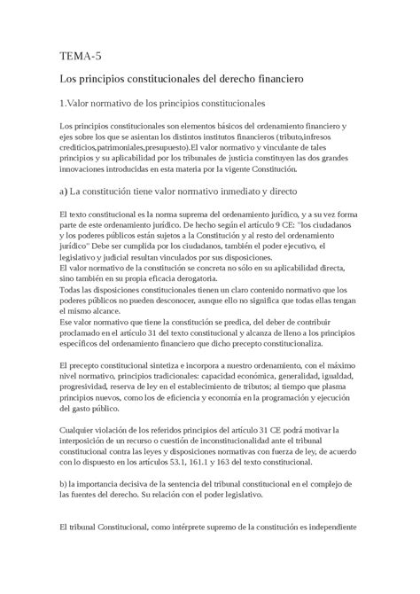 Los Principios Constitucionales Del Derecho Financiero Apuntes De