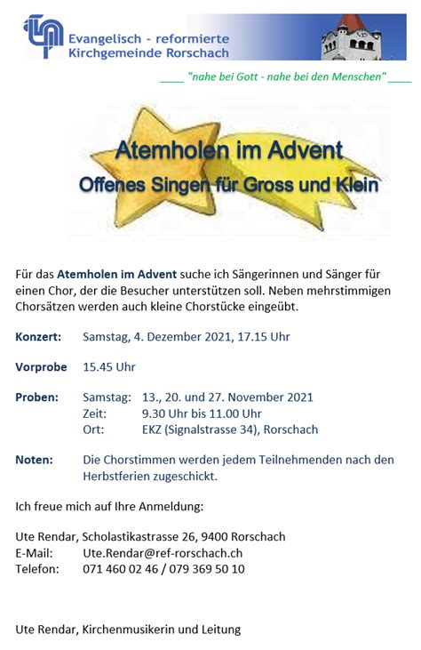 Offenes Singen F R Gross Und Klein Im Advent Rorschacher Echo