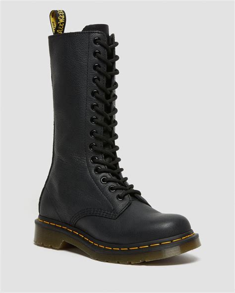 1B99 Virginia Leather Mid Calf Boots In Black Dr Martens Black Mid