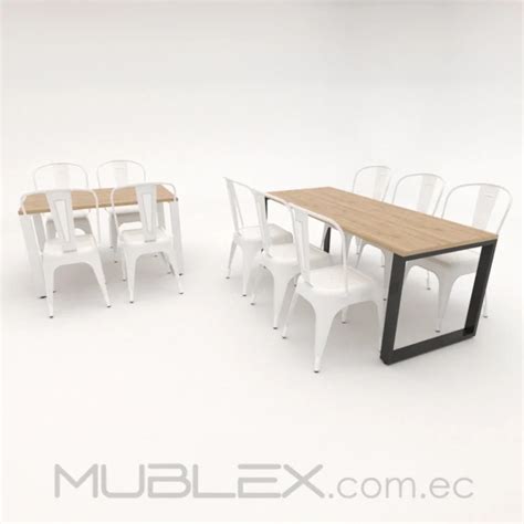 Mesa Wood De 180 Cm Base Negra Mublex Ecuador