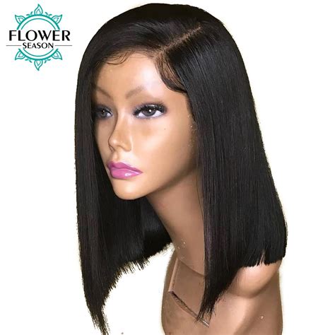 Flowerseason 13x6 Brazilian Remy Pre Plucked Short Bob Lace Front Human