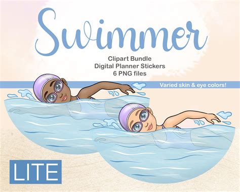 Swimming Cartoon Girl Clipart Swimmer Woman Png Sporty Etsy