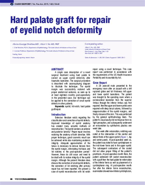 Pdf Hard Palate Graft For Repair Of Eyelid Notch Deformity Alberto