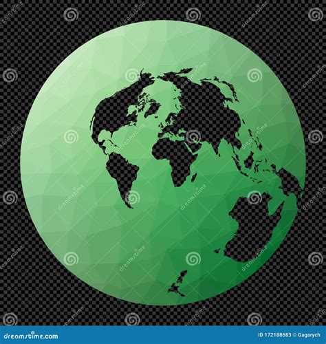 Polygonal Map Of The World On Transparent Stock Vector Illustration