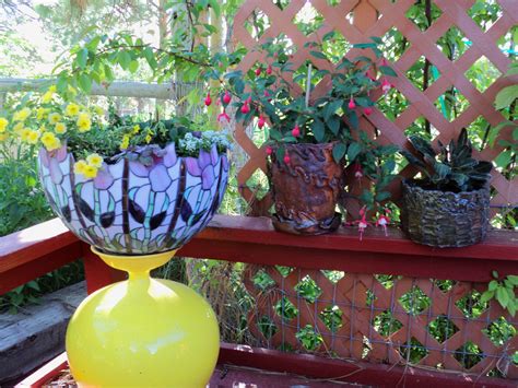 Repurposed Lamp Parts Flower Pot Stained Glass Lamp Shades