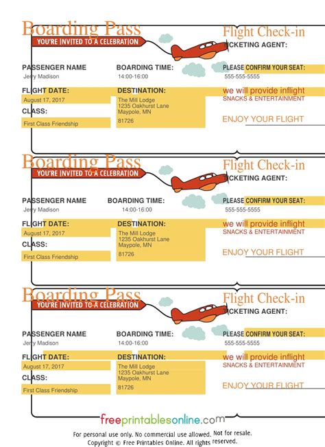 Free Printable Fake Plane Ticket Templates [pdf] Airline And Flight