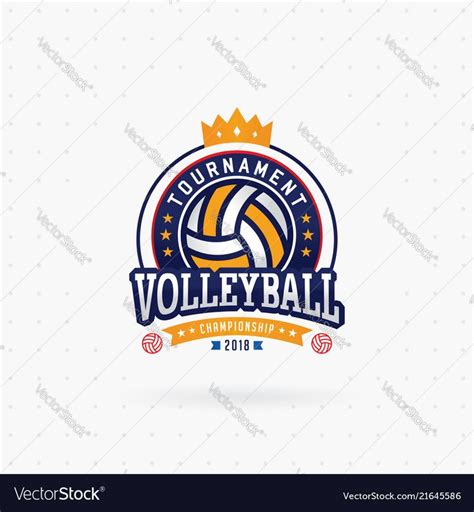 Volleyball Tournament Logo Emblem Label Volleyball Design Templates With Crown Download A