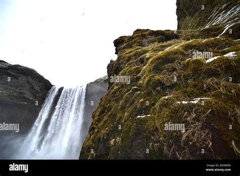 skogafoss waterfall iceland  winter stock photo alamy