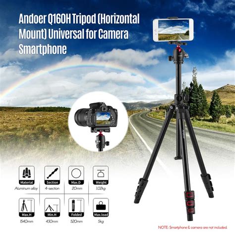 Cheap Andoer Q H Portable Camera Tripod Horizontal Mount Professional