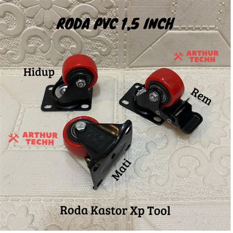 Roda PVC 1 5 Inch Mati Hidup Rem Kastor Roda Troli Wheel Gerobak