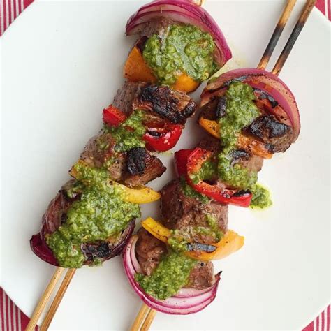 Best Grilled Steak Skewers With Chimichurri Recipe How To Make Grilled