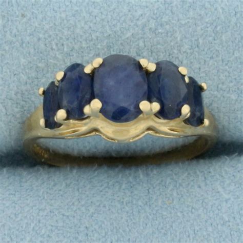 3ct Sapphire 5 Stone Ring In 14k Yellow Gold Property Room