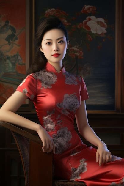 Premium Ai Image Cheongsam Chinese Dress Generative Ai