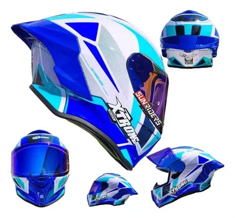 Casco Moto Xtrong Deportivo Xtr820 Intercom Azul Ece Y Dot Envío gratis