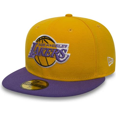 New Era Flat Brim 59FIFTY Essential Los Angeles Lakers NBA Yellow Fitted Cap: Caphunters.com