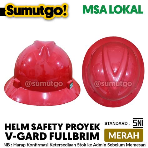 Jual Helm Safety Proyek Bulat Full Brim Warna Merah Merek Msa Lokal