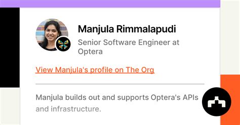 Manjula Rimmalapudi Senior Software Engineer At Optera The Org