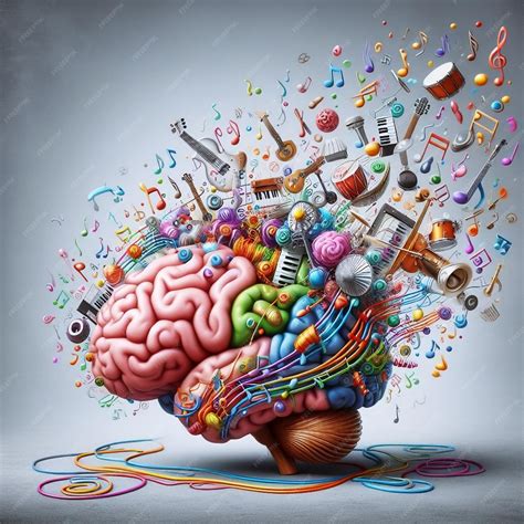 Premium Photo | Music brain and musical therapy Human brain and musical concept