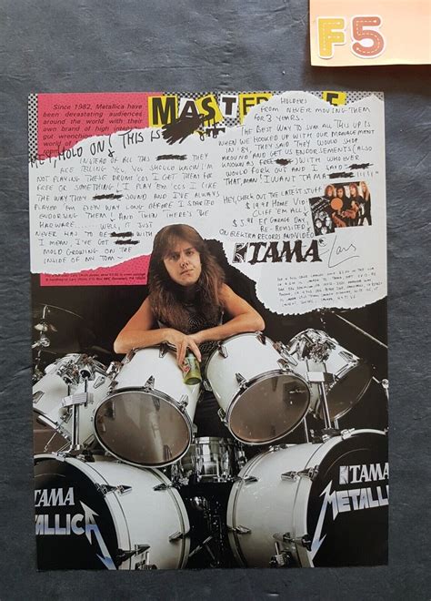 Lars Ulrich Cliff Em All Vhs Garage Days Lp Tama Drums Promo Print