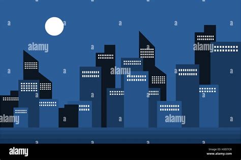 Silhouette of building town at night Stock Vector Image & Art - Alamy