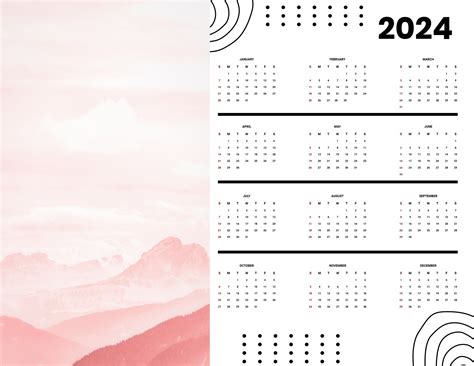 Year 2024 Photo Calendar In  Word Svg Illustrator Eps Download