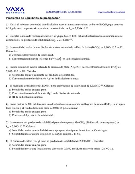 Equilibrios De Precipitación Solubilidad Y Efecto Del