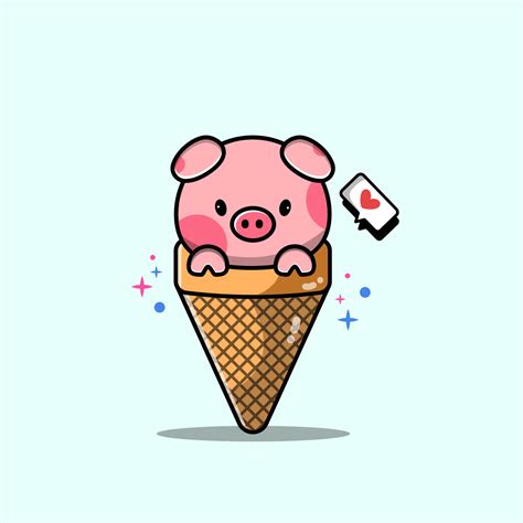 Pig ice cream illustration with love symbol 6349587 Vector Art at Vecteezy