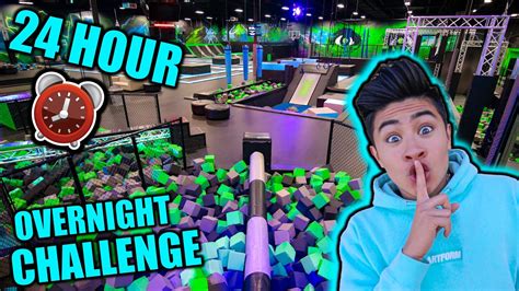 Hour Overnight Challenge In Trampoline Park Youtube