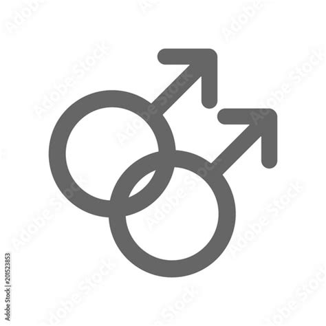 Male Homosexuality Symbol Gay Glyph Doubled Male Sign Vector Icon