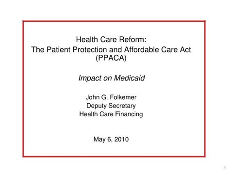 Ppt Health Care Reform The Patient Protection And Affordable Care