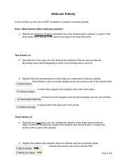 Molecule Polarity Activity Docx Molecule Polarity In This Activity